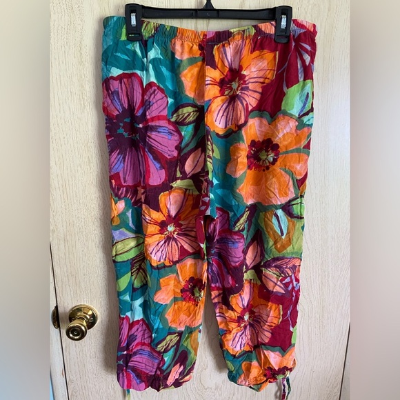 JAMS WORLD Teaberry Floral Cropped Pants Made in Hawaii Sz XL - Picture 6 of 10